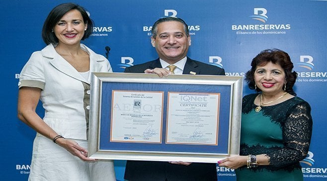 Banreservas recibe certificación en Gestión de Calidad ISO 9001-2015